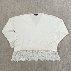 Adrianna Papell Twofer V Neck Lace Sweater M